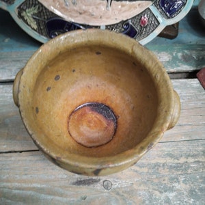 Pot de confit antique émaillé jaune vernisse image 2