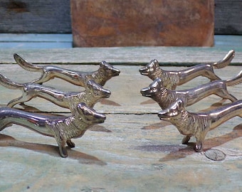 Set of 6 French Vintage Silver plated dog Knife Rests (x12)