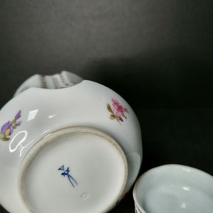 Boîte à thé florale antique en porcelaine peinte à la main, France x379 image 3