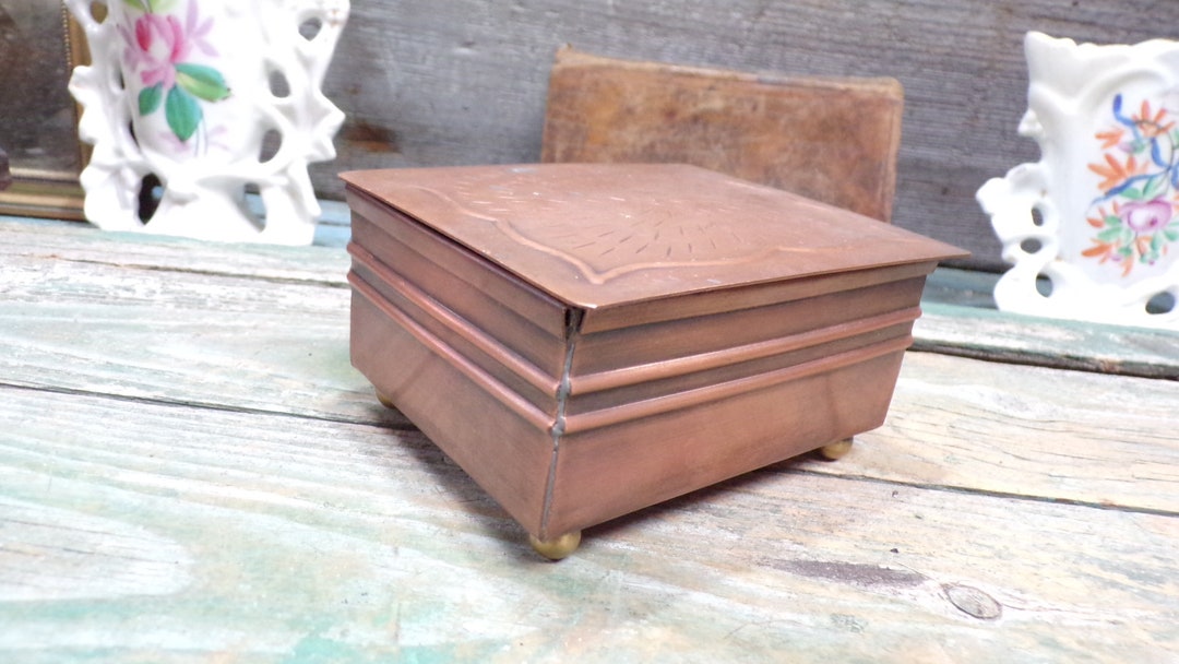 French Antique Copper Jewelry Box S866 Etsy