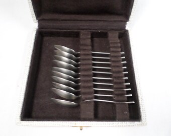 Christofle x10 Metal Moka spoons in case w870