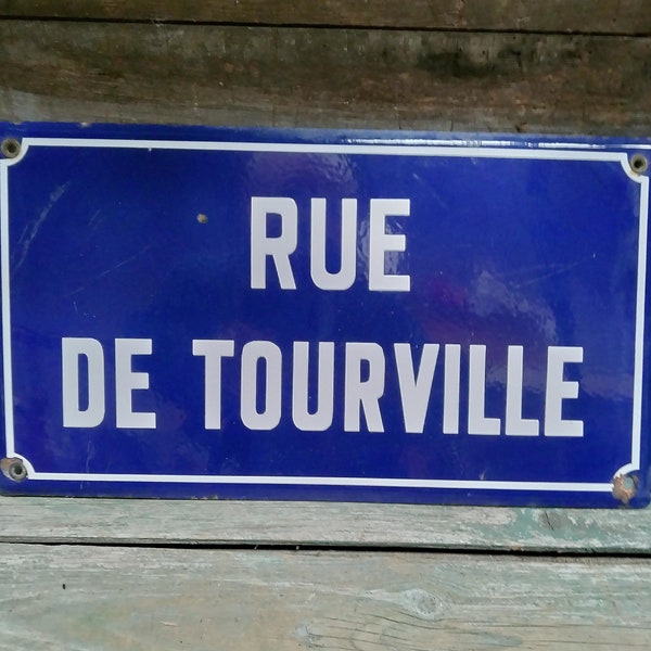 Frans vintage echt metalen straatnaambord Rue de Tourville x60