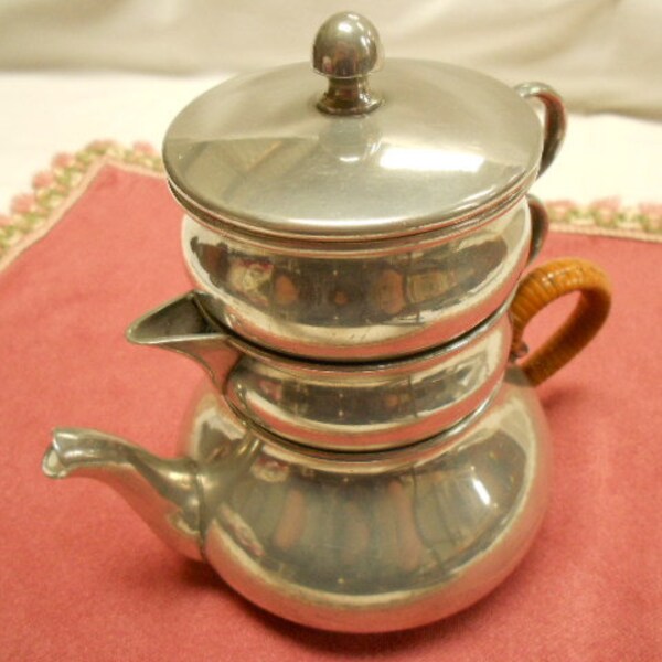 Vintage French Pewter Tea Service for One (1109S129)
