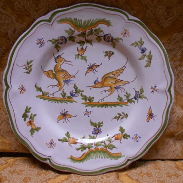 Vintage French Moustiers Hand Painted Plate