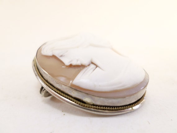 French Antique Shell Cameo brooch Pendant v971 - image 3