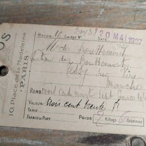 Antique French Postal Carboard Address Label From Madelios Paris to a ...
