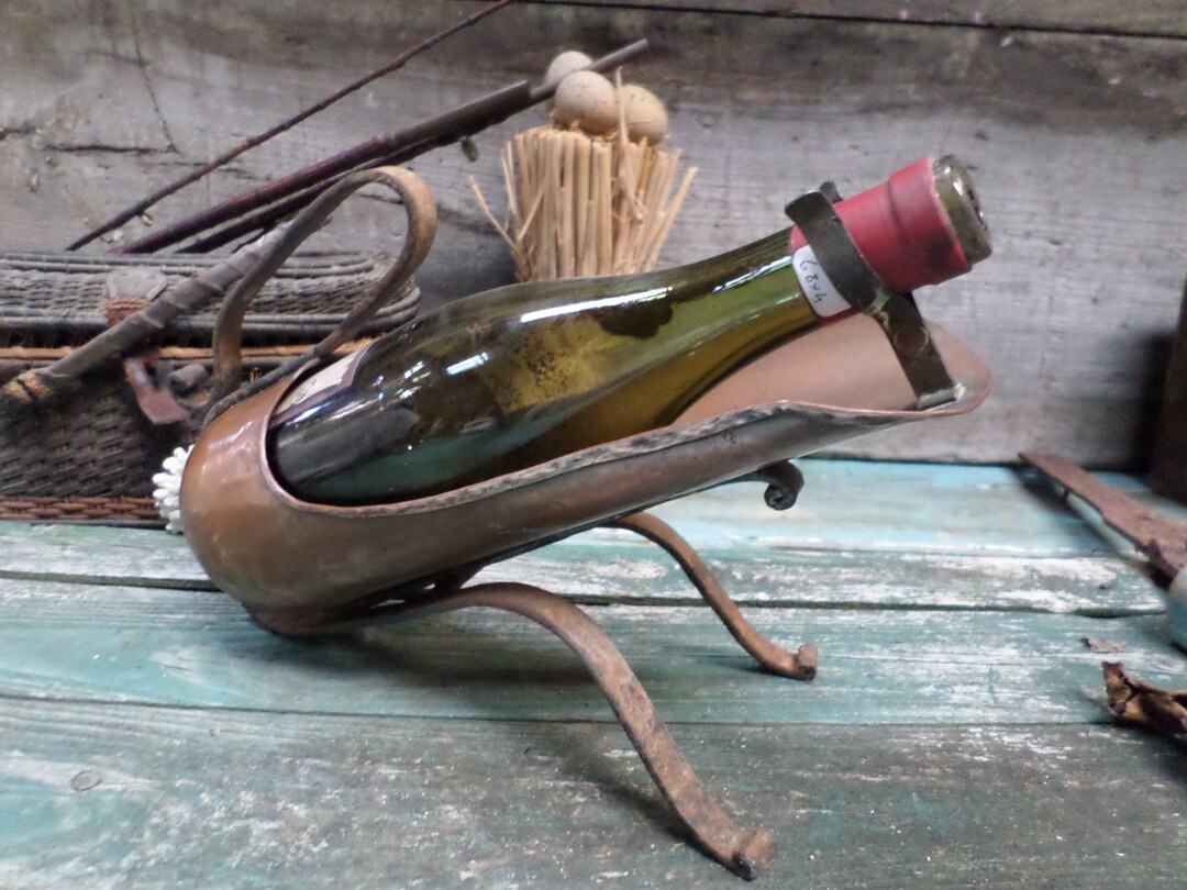 French Antique Copper Wine Bottle Holder T561 Etsy
