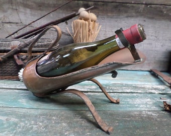 Porte-bouteille de vin en cuivre antique français t561