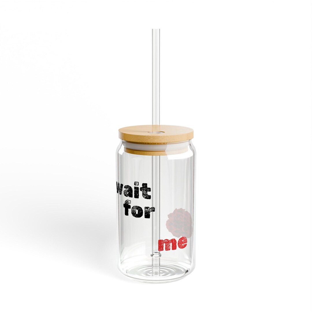 Wait Glass Wait for Me Glass Can With Straw and Lid, 16oz | Reusable Drink Tumbler ...