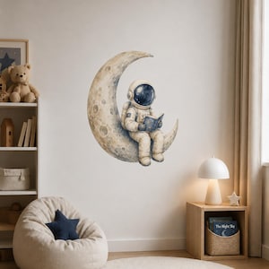 Astronaut Mond Wandtattoo | Space Kinderzimmer Dekoration, Kinderzimmer Aufkleber