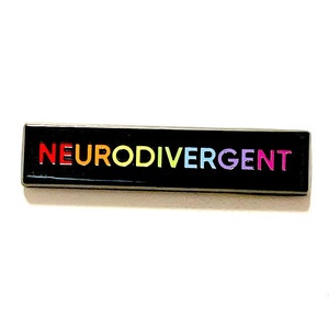 Rainbow Neurodivergent Identity SMALL SIZE PIN 1.5 Inch Enamel Pin Black Rectangle Autism