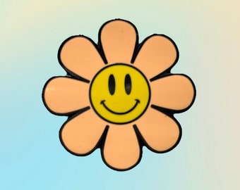 DISCONTINUED -In Stock- 1.5 Inch Orange Mini Pastel Flower Power Enamel Pin