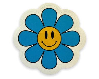 DISCONTINUED -In Stock- Blue Flower Power Vinyl Sticker
