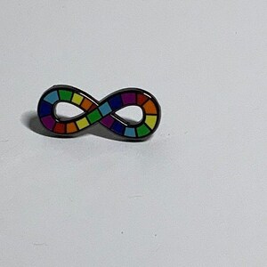 Mini Neurodiversity Pride Infinity Rainbow Enamel Pin Brooch Autism Autistic 1 inch image 3