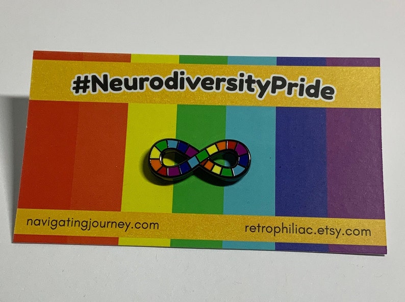 Mini Neurodiversity Pride Infinity Rainbow Enamel Pin Brooch Autism Autistic 1 inch image 5