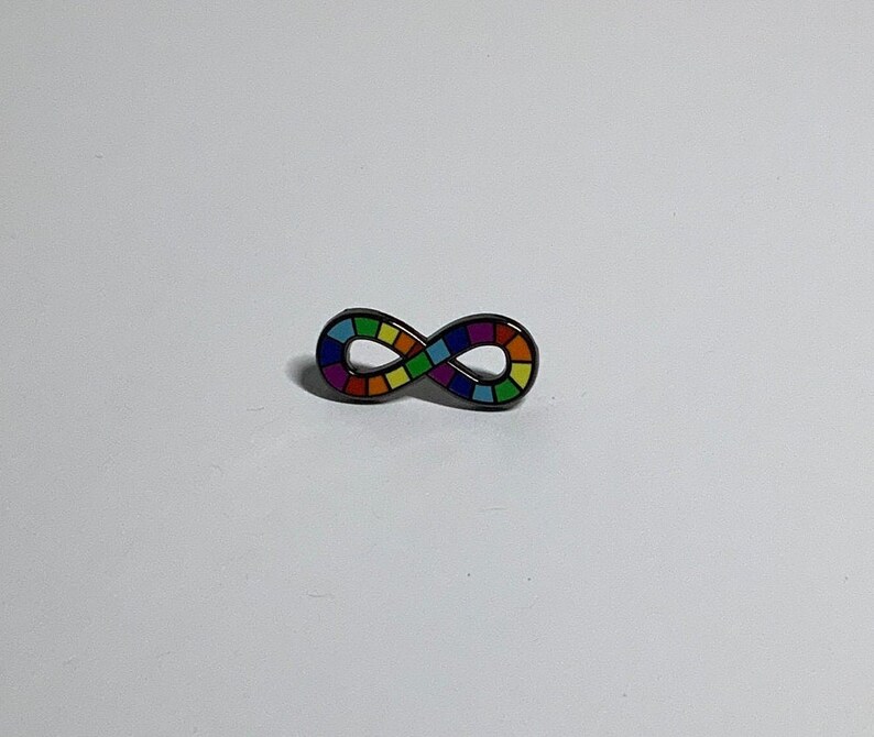 Mini Neurodiversity Pride Infinity Rainbow Enamel Pin Brooch Autism Autistic 1 inch image 3