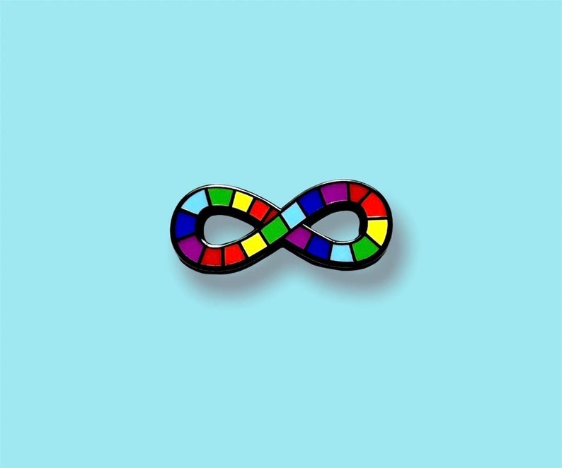 Mini Neurodiversity Pride Infinity Rainbow Enamel Pin Brooch Autism Autistic 1 inch image 1