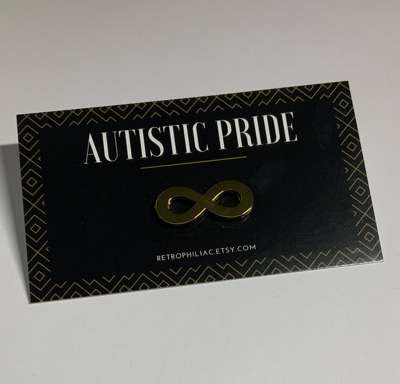 Mini Autistic Pride Infinity Gold Enamel Pin Brooch Autism Neurodiversity 1 inch image 6