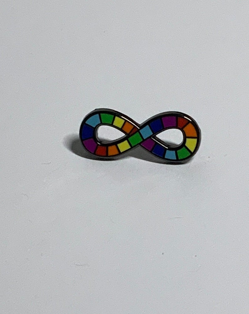 Mini Neurodiversity Pride Infinity Rainbow Enamel Pin Brooch Autism Autistic 1 inch image 2