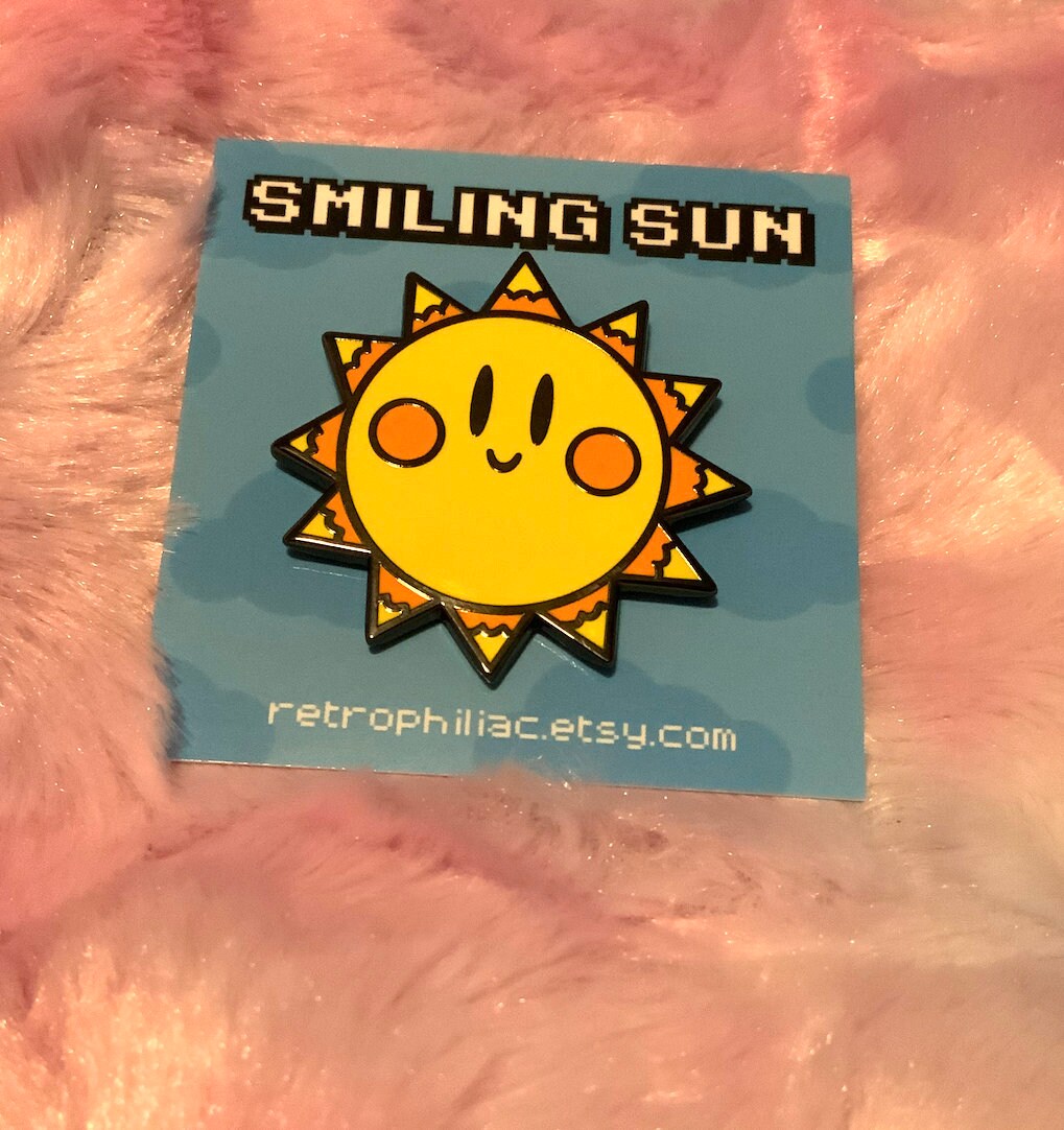 Smiling Sunshine Pin Hard Enamel Sun Etsy
