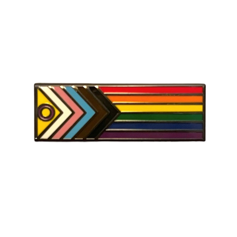 Intersex Inclusive 1.5 Inch Rainbow LGBTQIA2 Pride Flag Enamel Pin image 1