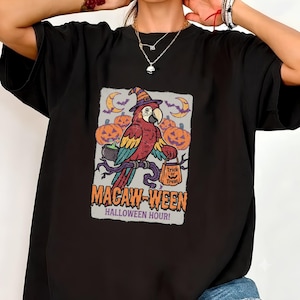 Maglietta di Halloween "Macaw-Ween", regalo spettrale per gli amanti dei pappagalli, abbigliamento per mamme di uccelli