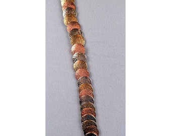 Vintage gemengde metalen muntriem elastische stretch gehamerde schijf koper goud zilver