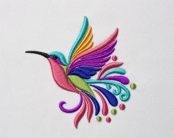 Floral Hummingbird Embroidery Design, Hummingbird Pattern, Floral Bird Embroidery for Jackets, Pillows & More, Instant Download PES DST JEF