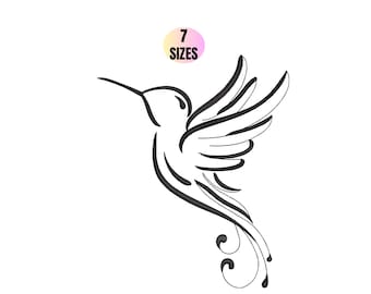 Hummingbird Outline Machine Embroidery Design, Bird Embroidery Pattern, Instant Download, PES DST JEF VP3, Digital File instant download