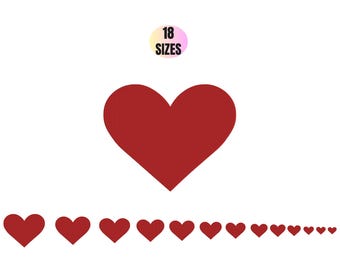 Heart Embroidery Design Machine Embroidery File PES DST JEF | 18 Sizes | Valentine Heart Fill Stitch Digital Instant Download