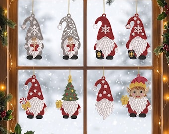 FSL Christmas Gnome Ornament Bundle 8 Designs Elf Gift Lantern Freestanding Lace Machine Embroidery | Instant Download Digital File