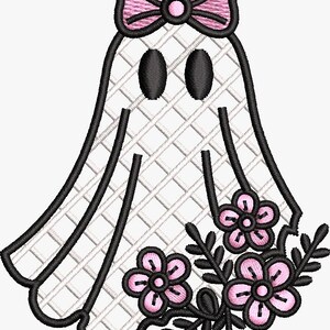 FSL Ghost Earrings Embroidery Design Free Standing Lace Halloween Floral Bow Ghost Ornament Cute Spooky Jewelry ITH Machine Instant Download image 7