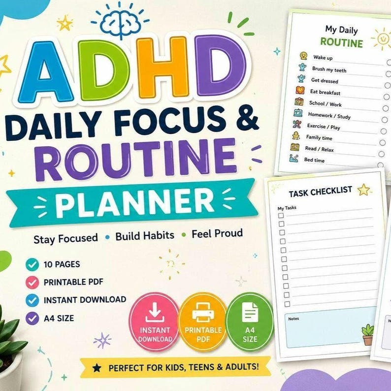 ADHD Daily Routine Planner for Kids | Focus & Executive Function ...