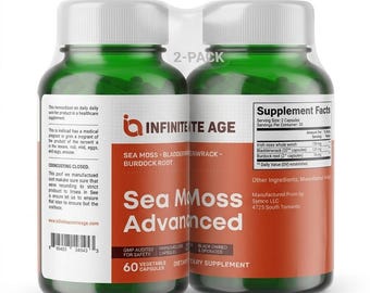 2 Pack INFINITE AGE Sea Moss 1250mg, 60 Capsules Each