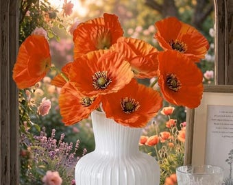 6/12PCS Artificial Silk Flowers with Stems – DIY Faux Flowers for Fall Decor, Wedding, Party & Table Centerpieces