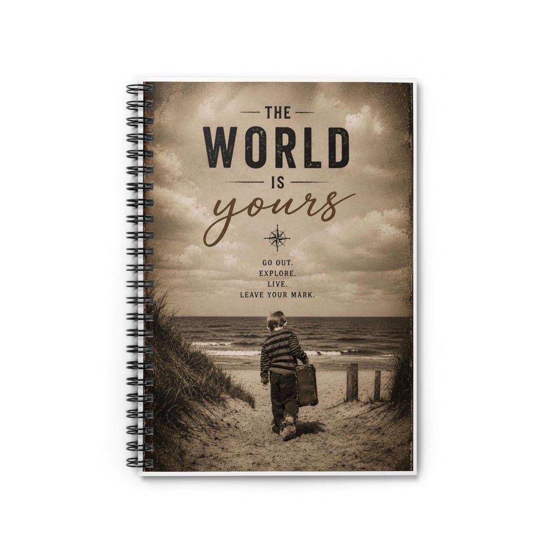 The World is Yours Notebook | Spiral Ruled Travel Journal - Etsy