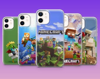 Minecraft Phone Case Creeper Steve Cover for iPhone 17Pro, 16, 15, 14, 13, 12, Samsung S26, S25, S24, S23Fe, A16, A56, Pixel 10, 9Pro