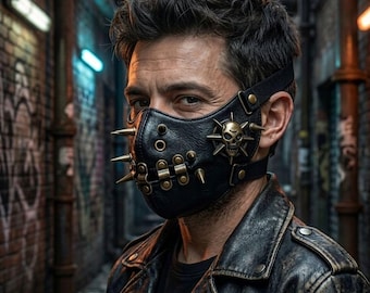 Máscara Steampunk, Bozal Humano, Mascarada, Cuero, Traje Rave, Accesorios Unisex de Cosplay para Amor Halloween, Gótico, Punk, Alternativo Y2K