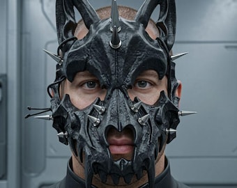 Therian Maske, Pelzigen Kopf, Cyberpunk, Masquerade Maske, Steampunk, Fursuit Zubehör, Wolf, Rave Outfit, für Halloween, Punk, Cosplay