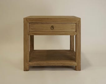 Mesita de noche reciclada / Mesa auxiliar / Dormitorio rústico / Mesa de almacenamiento / Mesita de noche de madera marrón, negra y natural