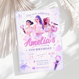 Kpop Demon Hunters Birthday Invitation Birthday Editable Girls Kpop Anime Invite Digital Download Kpop Invitation 5x7 Digital Download image 5