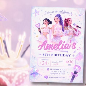 Kpop Demon Hunters Birthday Invitation Birthday Editable Girls Kpop Anime Invite Digital Download Kpop Invitation 5x7 Digital Download image 3