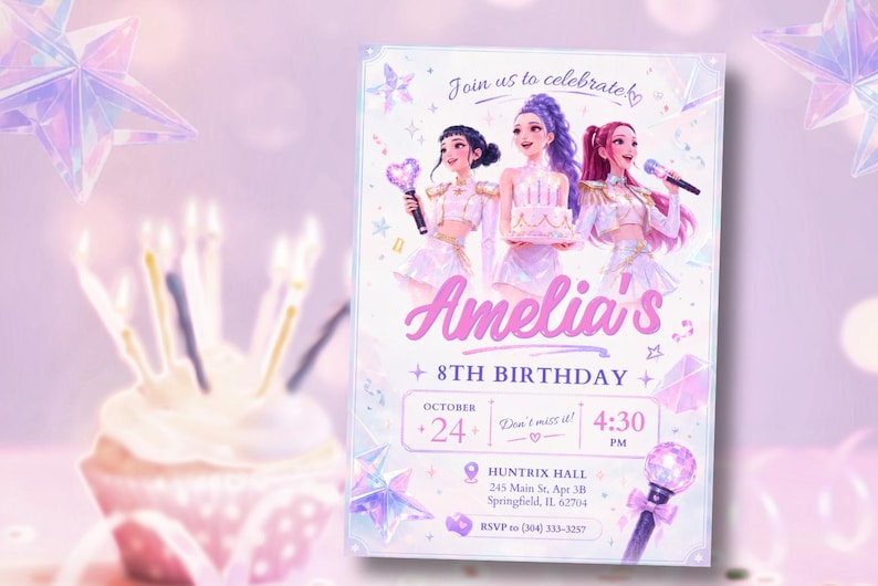 Kpop Demon Hunters Birthday Invitation Birthday Editable Girls Kpop Anime Invite Digital Download Kpop Invitation 5x7 Digital Download image 3