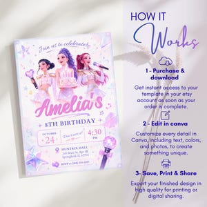 Kpop Demon Hunters Birthday Invitation Birthday Editable Girls Kpop Anime Invite Digital Download Kpop Invitation 5x7 Digital Download image 4