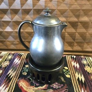 Vintage Zenith Gouda Metallic Glaze Coffee Tea Pot Warmer Set, Art Deco Dutch Pottery