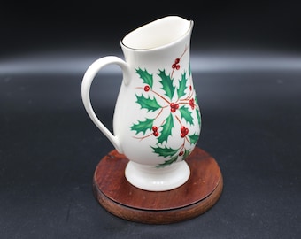 Vintage Lenox Holiday Creamer Pitcher – Fine Ivory Bone China, Christmas Holly & Berries Pattern with 24K Gold Trim