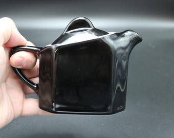 Vintage Hall China Black Slant Lid Teapot, MCM Kitchenware