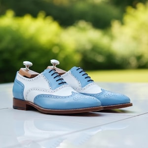 light blue dress shoes mens Amazon.com: Shiny Powder Blue Tuxedo Shoes for Men