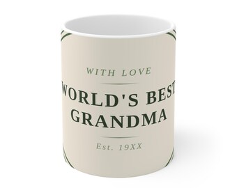 World's Best Grandma Ceramic Mug | Botanical Design