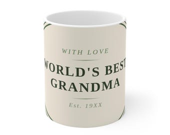 World's Best Grandma Ceramic Mug | Botanical Design